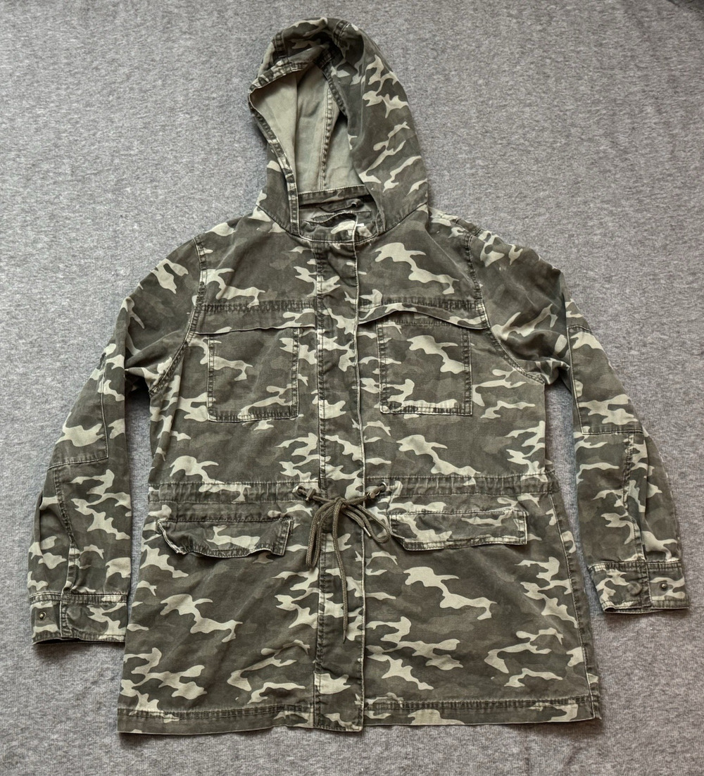 Universal Thread Womens Camo Jacket Green Camouflage Hooded Coat - Size XXL